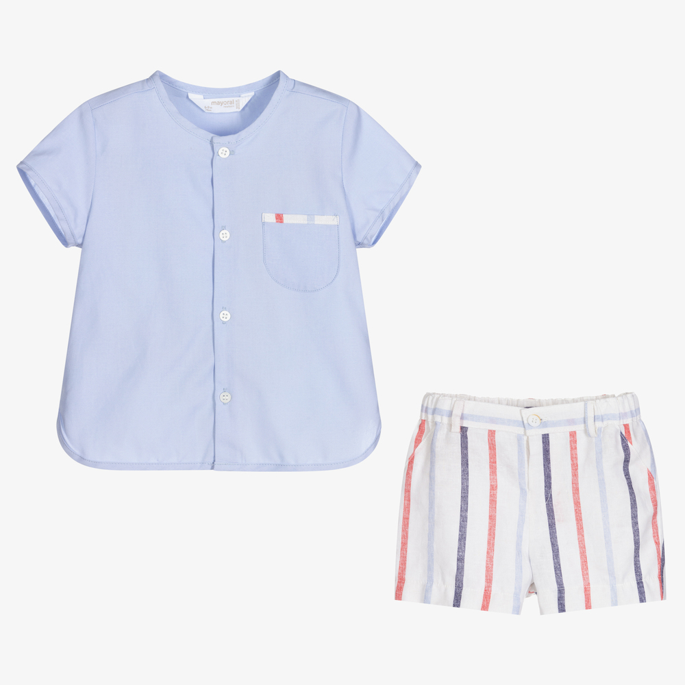 Mayoral Newborn-Baby Boys Linen Shorts Set | Childrensalon Outlet