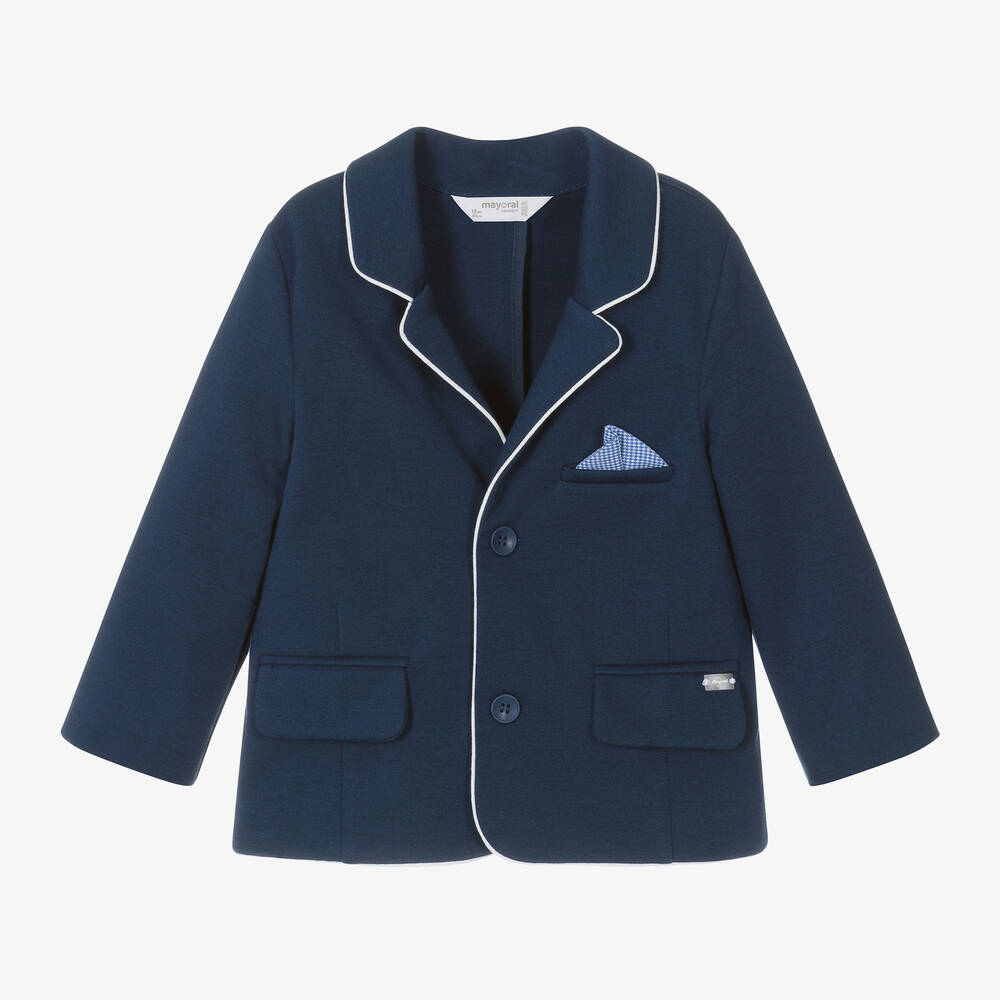 Mayoral Newborn-Baby Boys Navy Blue Cotton Blazer | Childrensalon Outlet