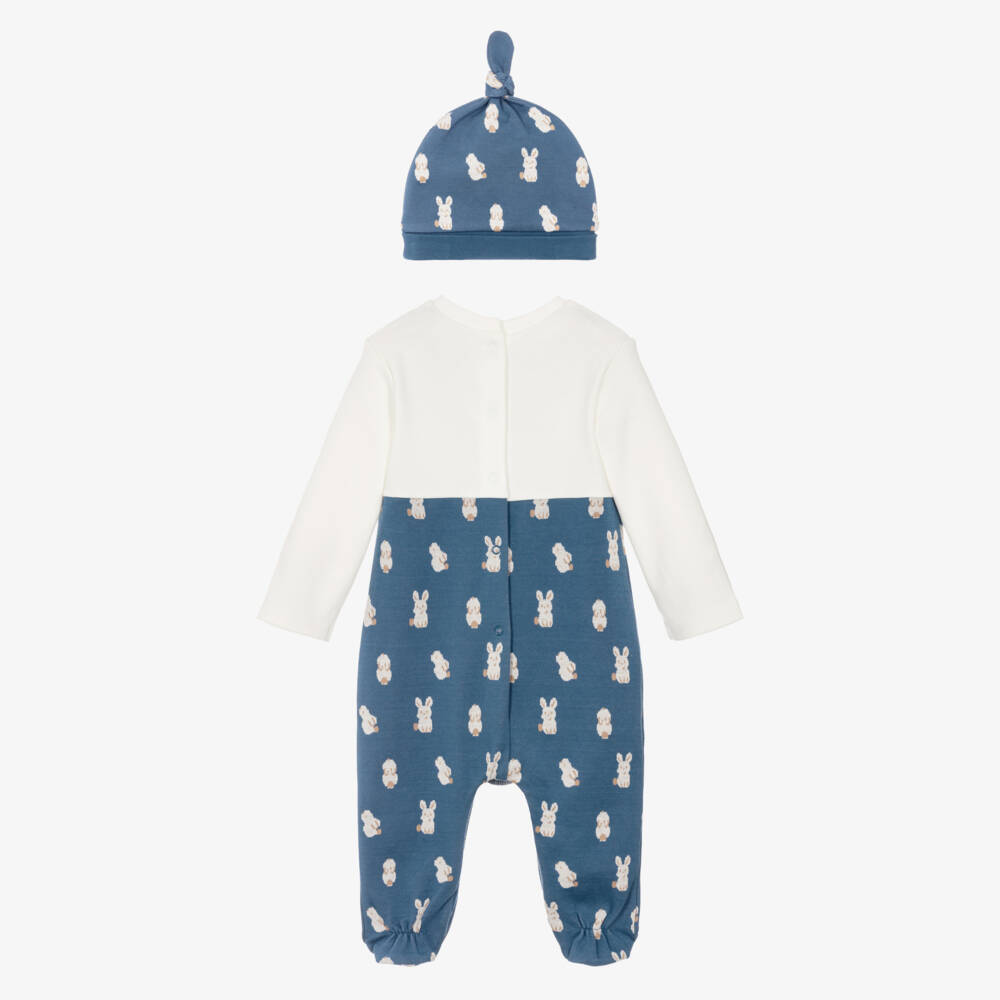 Mayoral Newborn-Baby Boys Navy Blue Cotton Bunny Babysuit Set | Childrensalon Outlet