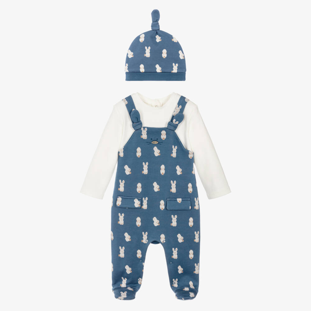 Mayoral Newborn-Baby Boys Navy Blue Cotton Bunny Babysuit Set | Childrensalon Outlet