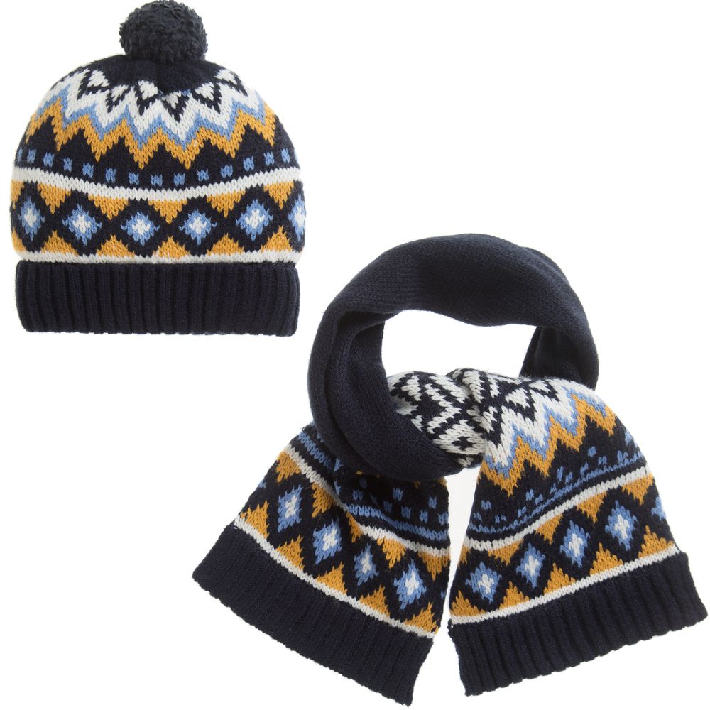 Mayoral - Baby Boys Navy Blue Hat Set | Childrensalon