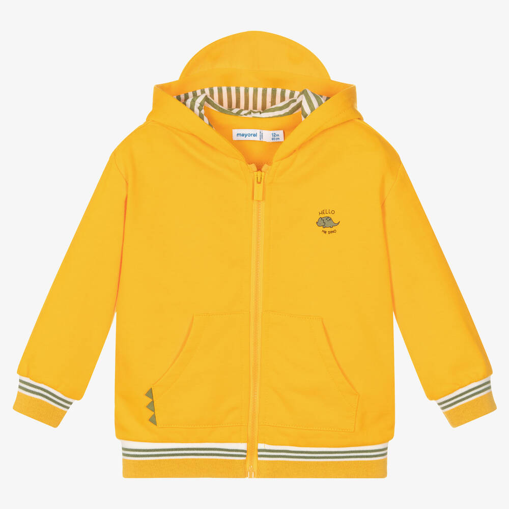 Mayoral-توب هودي بسحَّاب قطن جيرسي لون برتقالي | Childrensalon Outlet