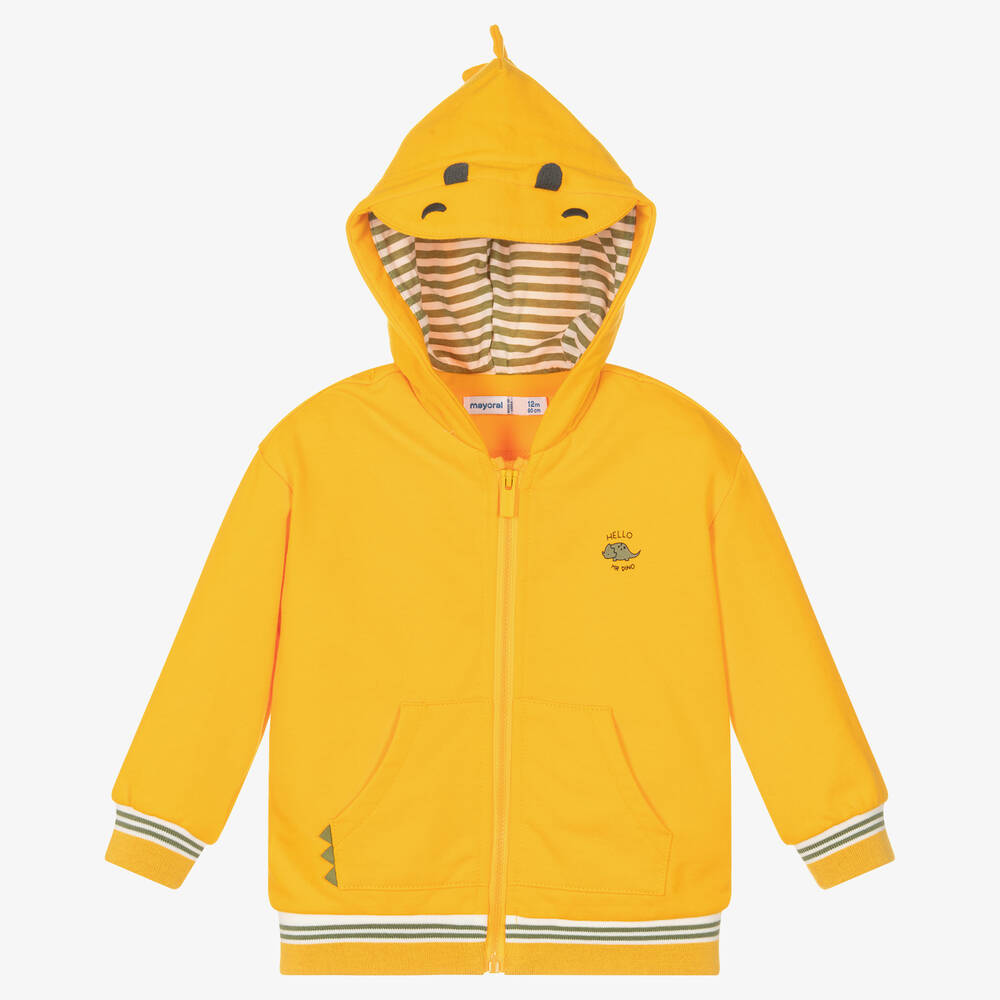 Baby Boys Orange Cotton Zip Up Hoodie