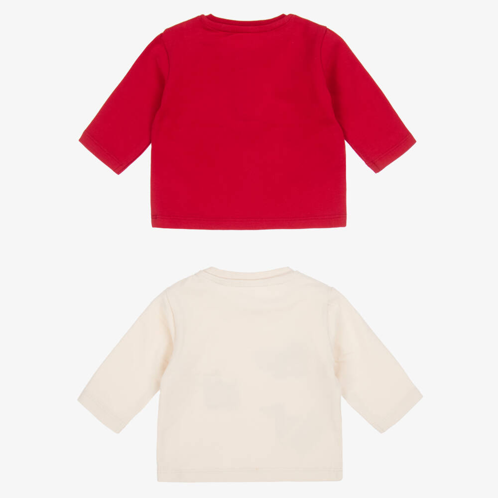 Mayoral Newborn-Baby Boys Red & Beige Cotton Puppy Dog Tops (2 Pack) | Childrensalon Outlet