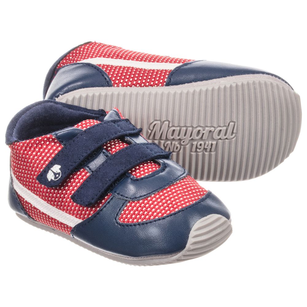 Mayoral Для новорожденных-Baby Boys Red & Blue Trainers | Childrensalon Outlet