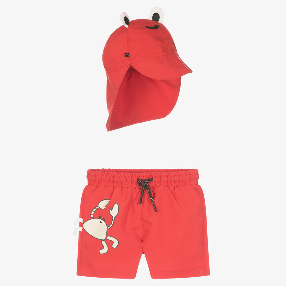 Mayoral - Красные шорты и солнцезащитная бейсболка Краб (UPF40+) | Childrensalon