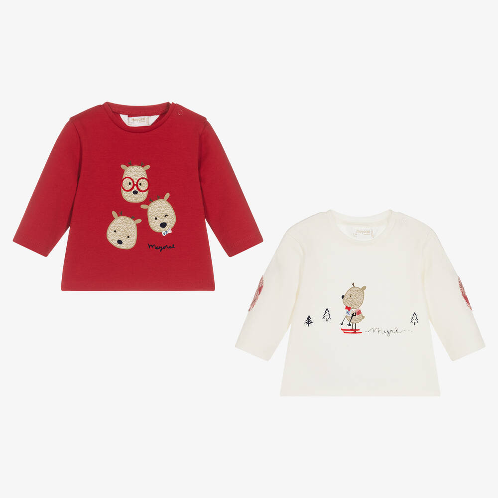Mayoral Newborn-Baby Boys Reindeer Tops (2 Pack) | Childrensalon Outlet
