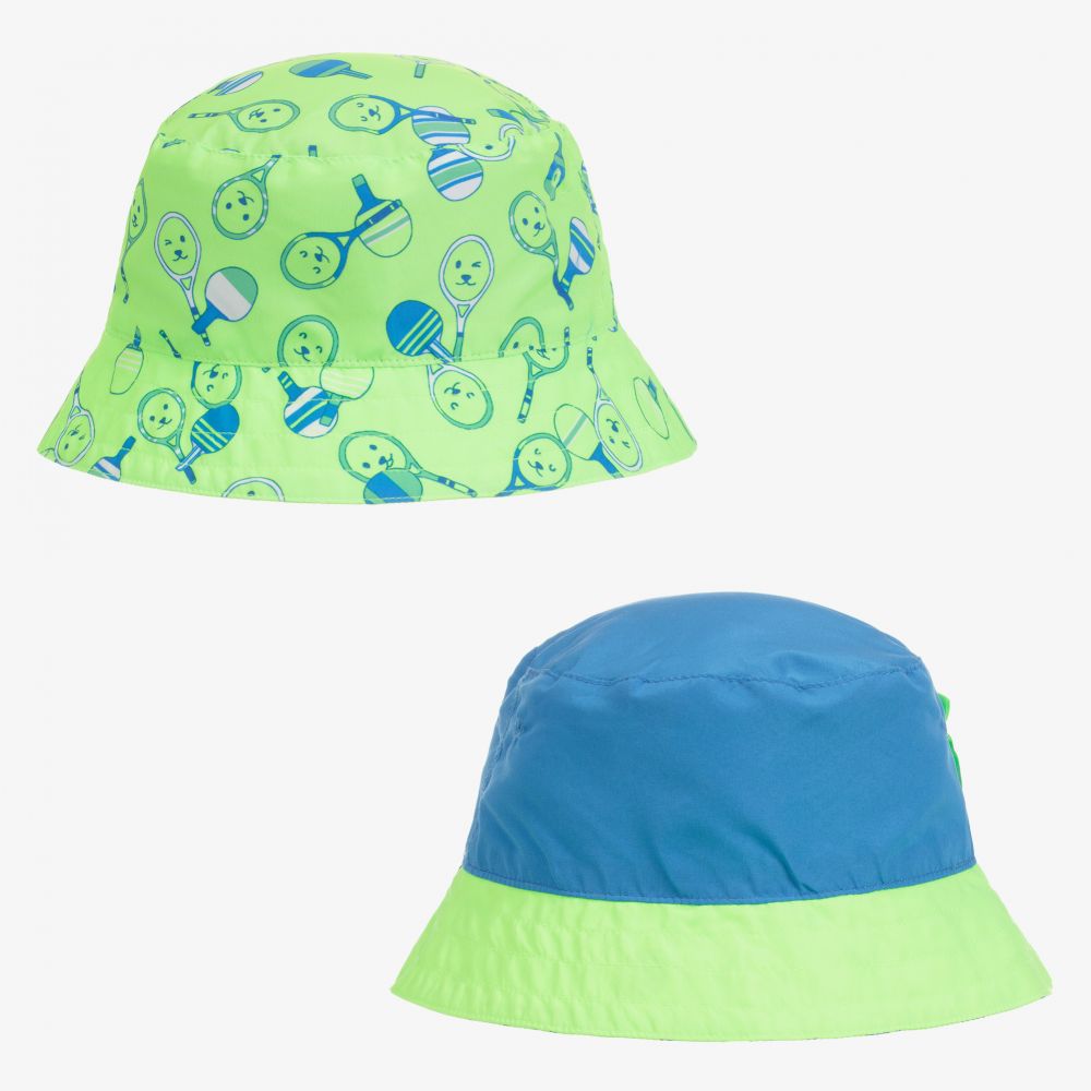 مايورال-قبعة بوجهين لون أخضر وأزرق نيون للمواليد | Childrensalon Outlet