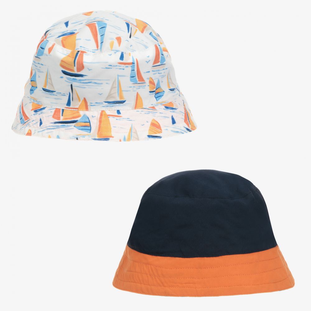 مايورال-قبعة بوجهين لون أبيض وكحلي للمواليد | Childrensalon Outlet