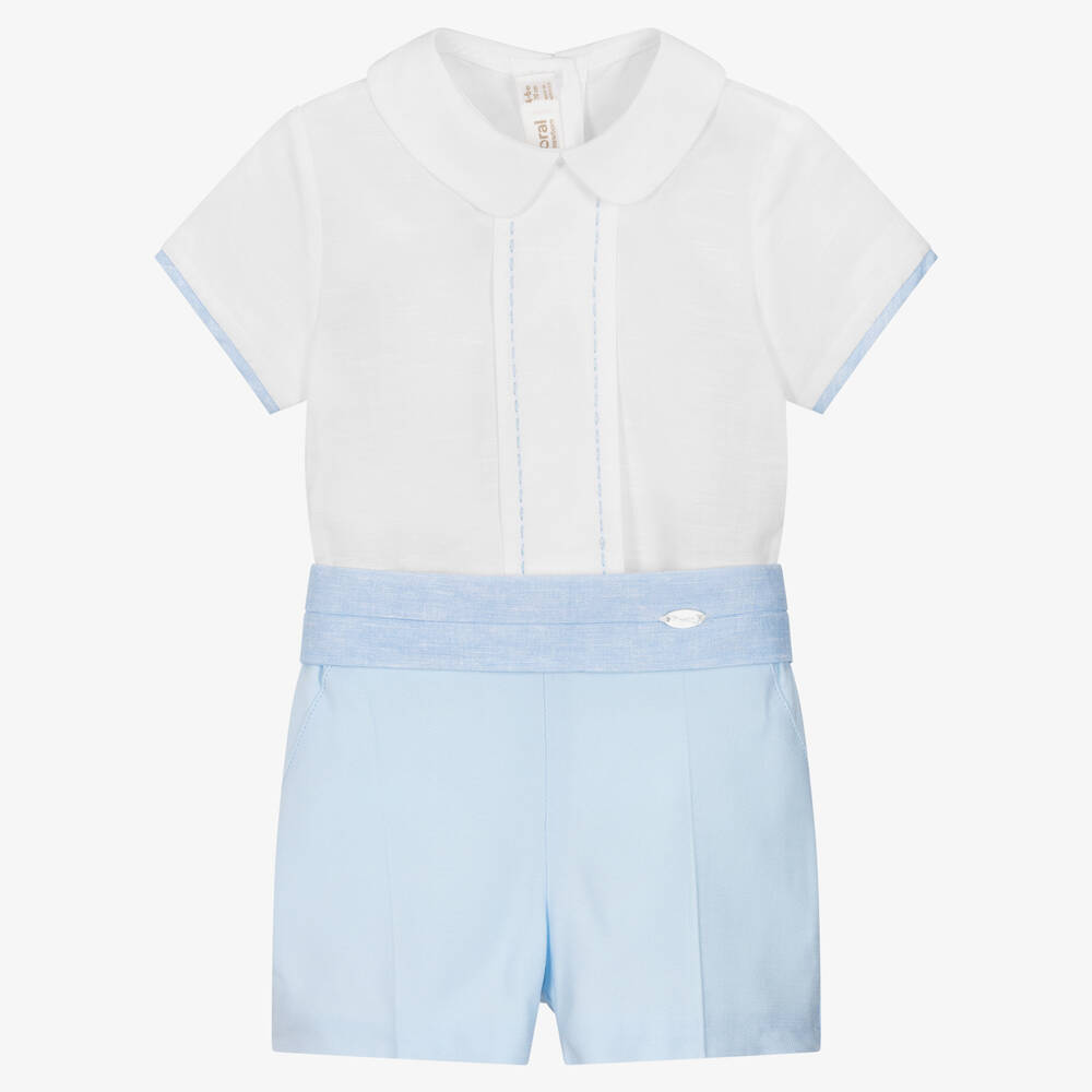 Mayoral - Элегантная белая рубашка и голубые шорты | Childrensalon
