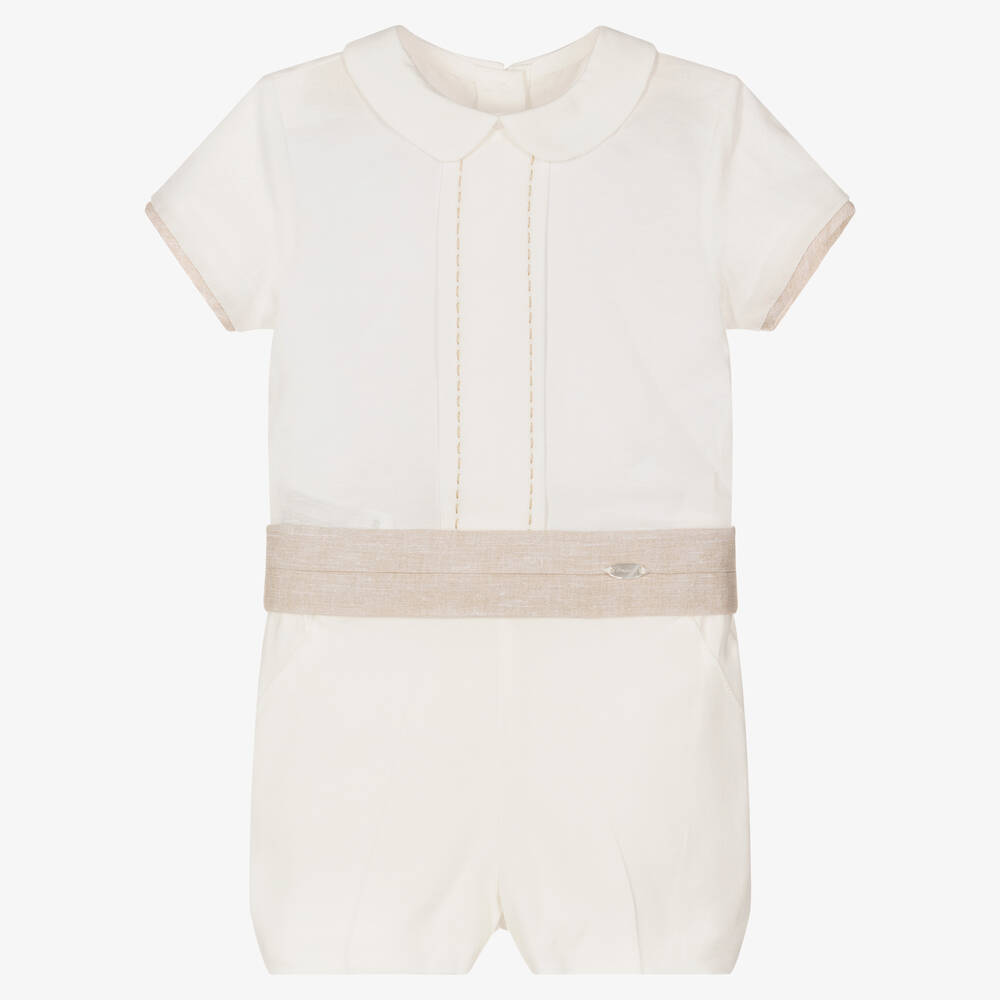 Mayoral Newborn - Нарядная кремовая рубашка и шорты | Childrensalon