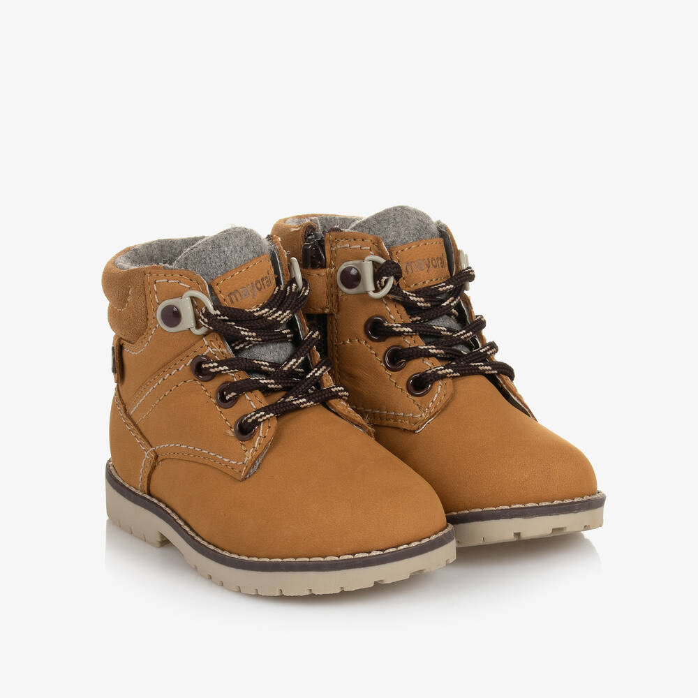 Mayoral - Baby Boys Tan Brown Leather Boots | Childrensalon