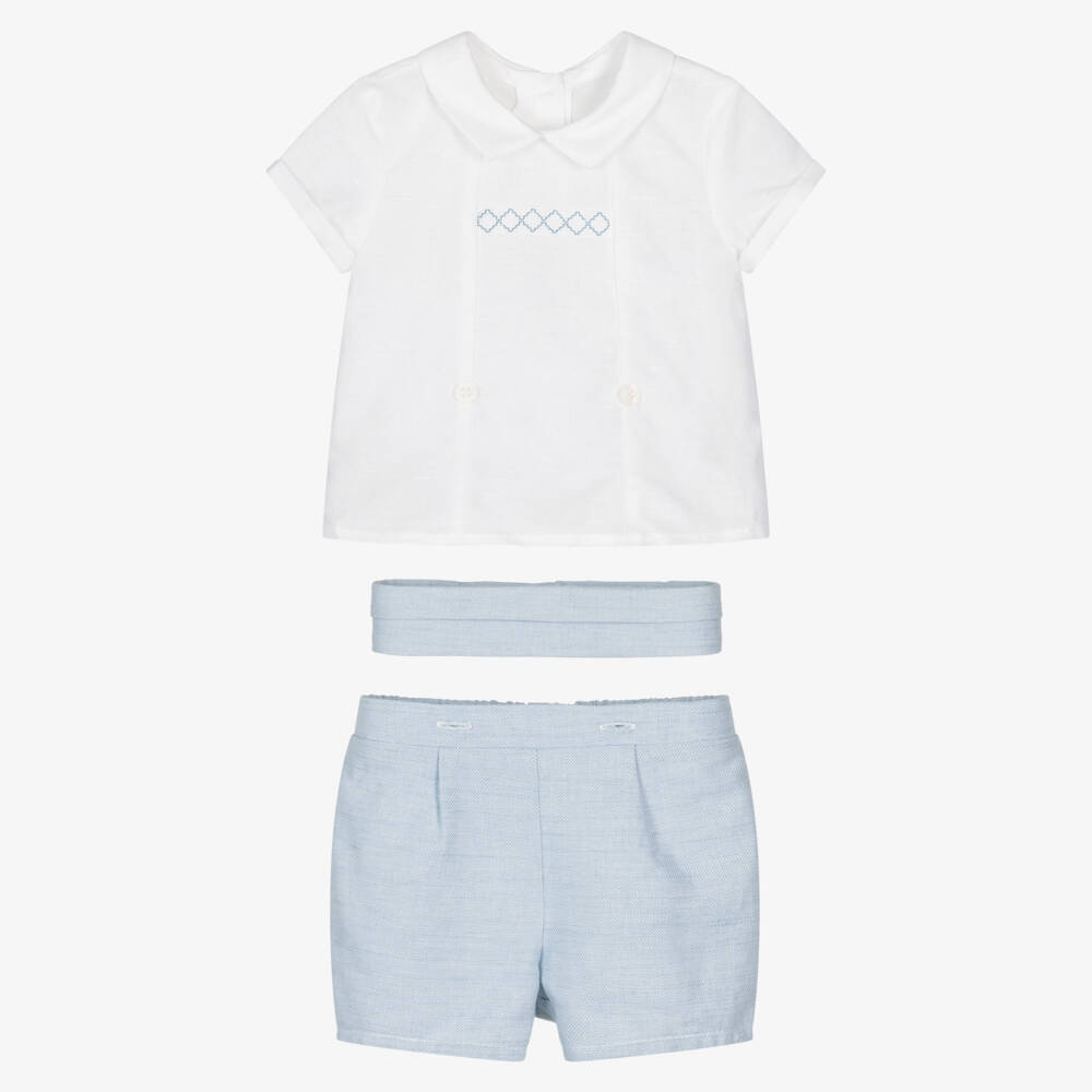 Mayoral Newborn-Baby Boys White & Blue Buster Suit | Childrensalon Outlet