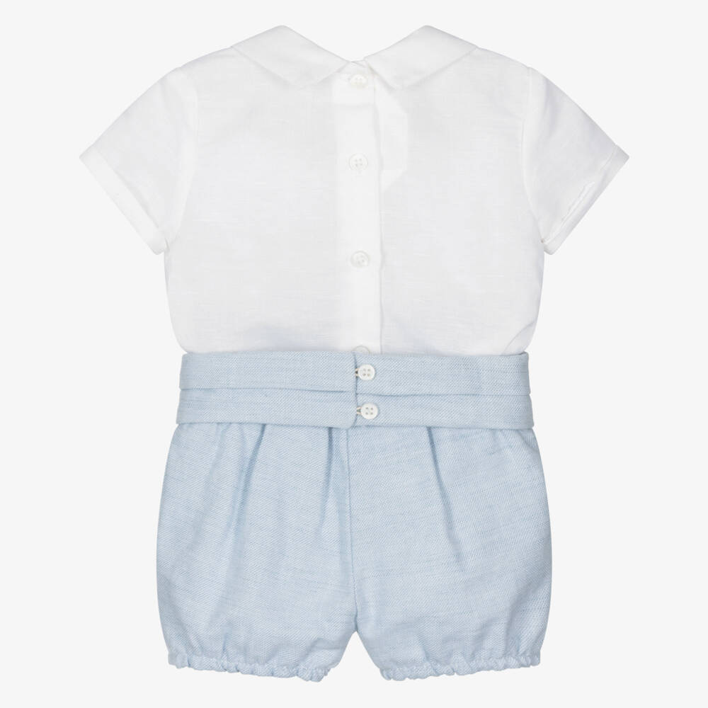 Mayoral Newborn-Baby Boys White & Blue Buster Suit | Childrensalon Outlet