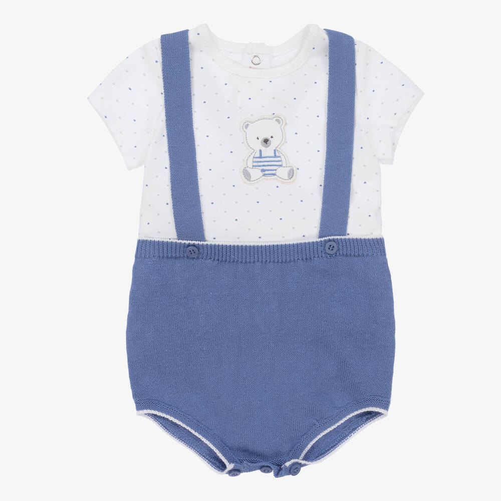Mayoral - Baby-Top & Shorts Set in Weiß-Blau | Childrensalon