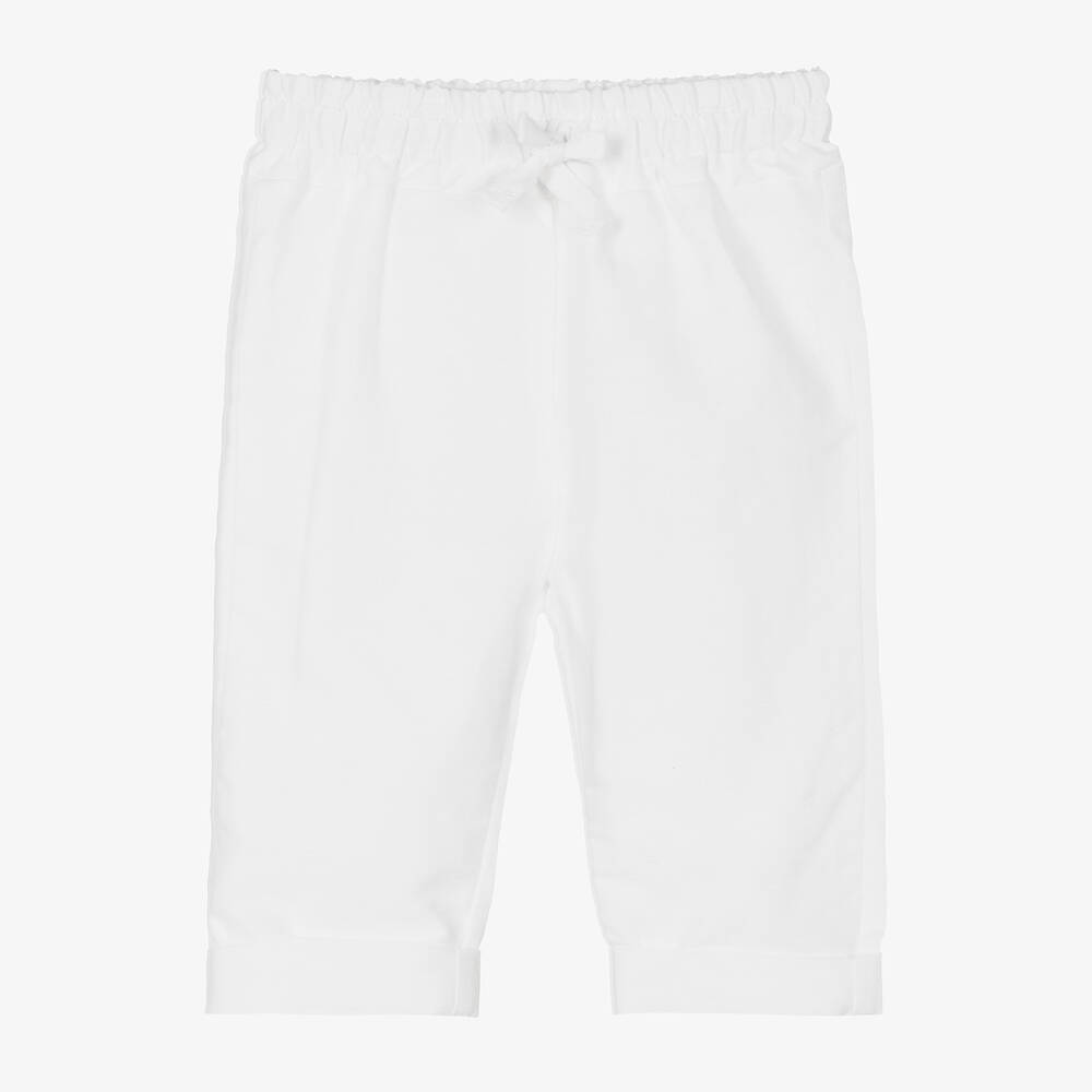 Mayoral Newborn-Baby Boys White Cotton & Linen Trousers | Childrensalon Outlet