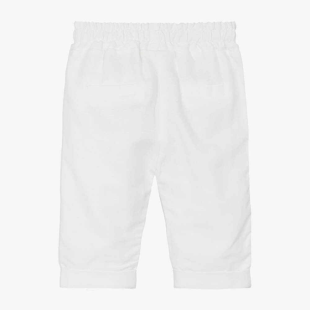 Mayoral Newborn-Baby Boys White Cotton & Linen Trousers | Childrensalon Outlet