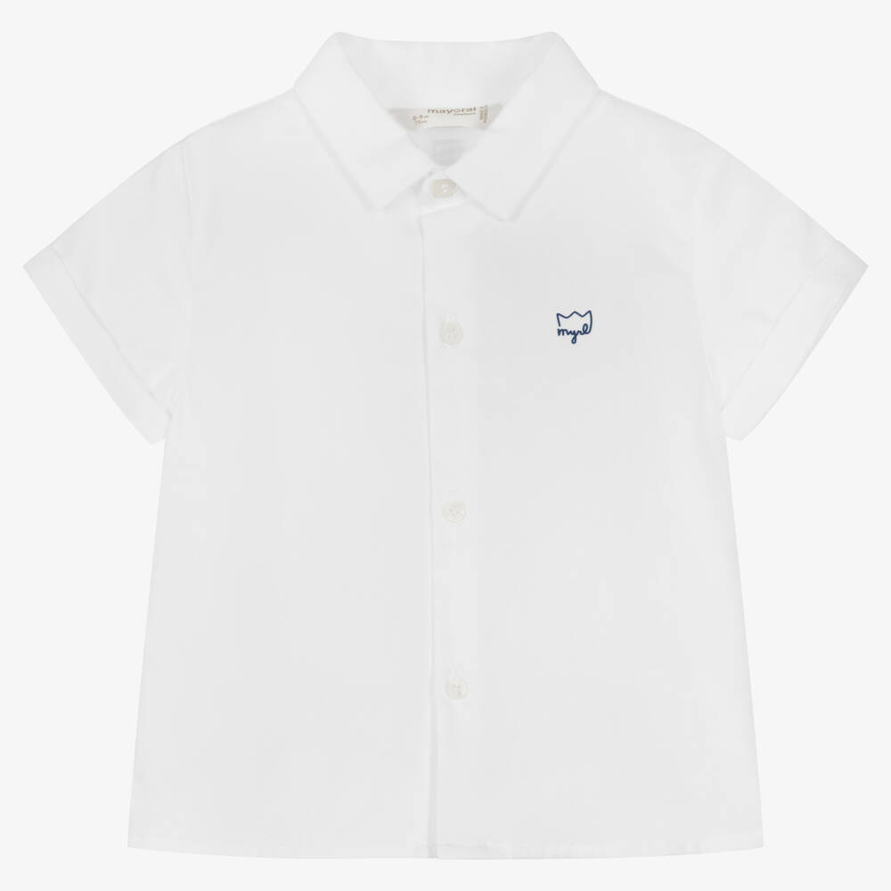 Mayoral - Baby Boys White Cotton Shirt | Childrensalon