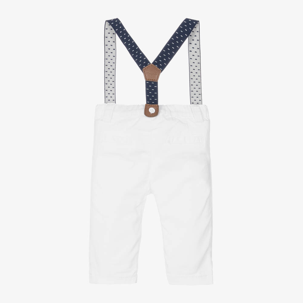 Mayoral Newborn-Baby Boys White Cotton Trousers | Childrensalon Outlet