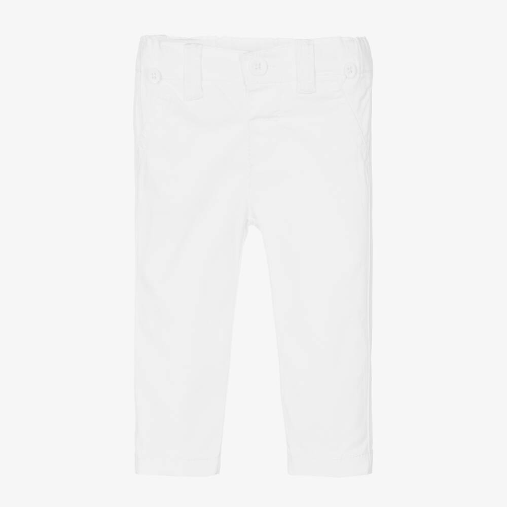 Mayoral Newborn-Baby Boys White Cotton Trousers | Childrensalon Outlet