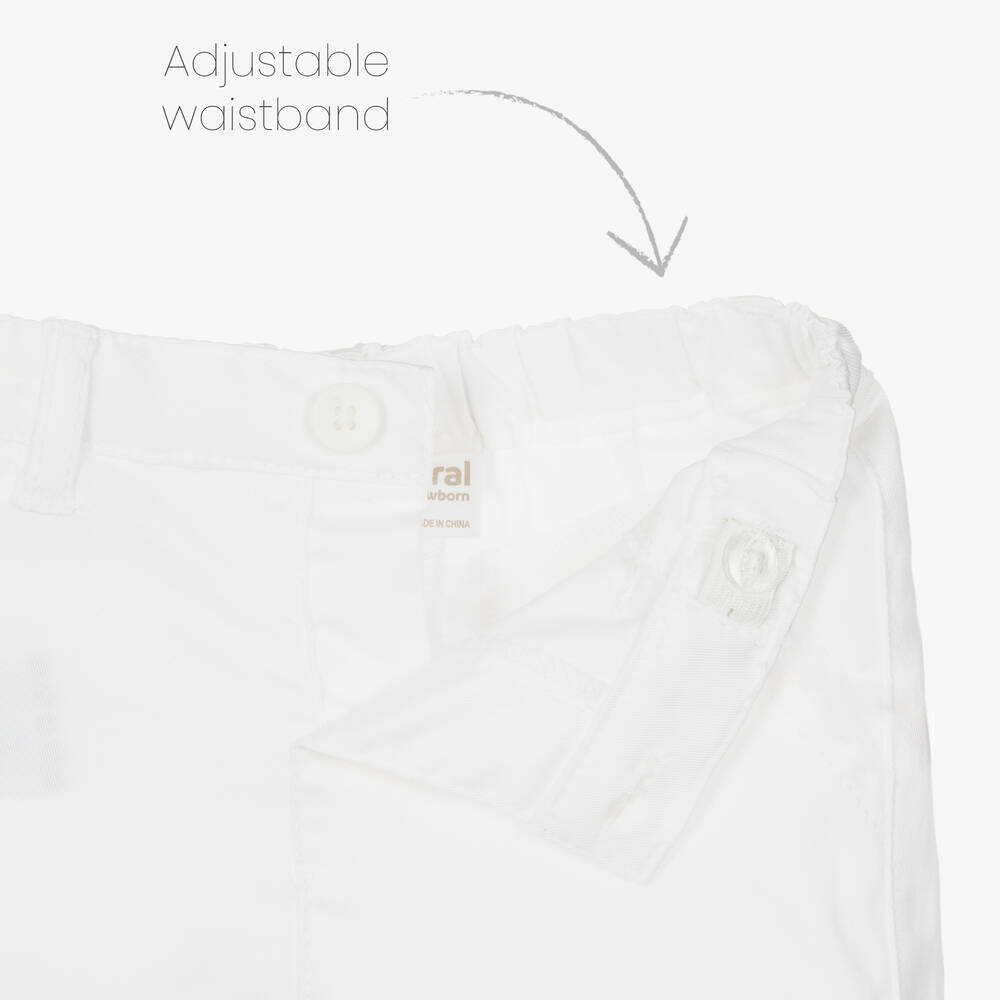 Mayoral Newborn-Baby Boys White Cotton Trousers | Childrensalon Outlet