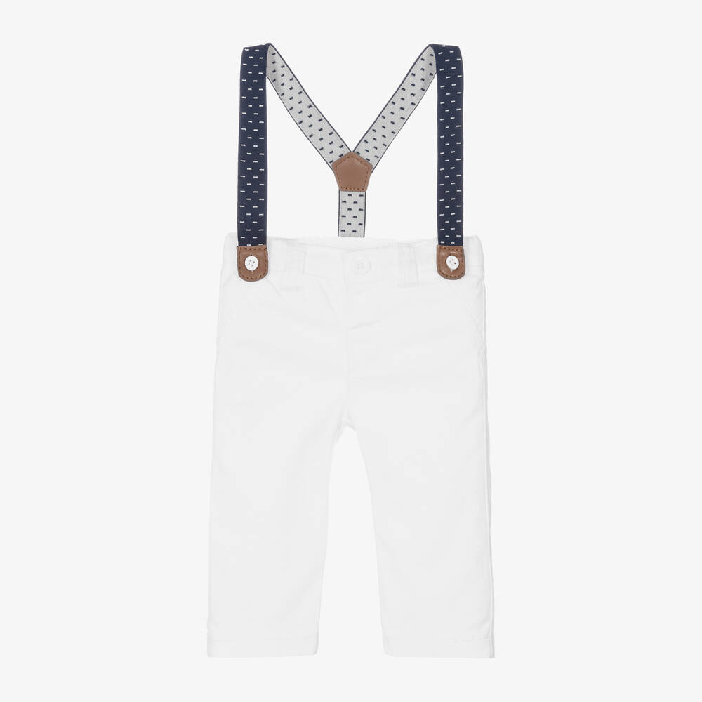 Mayoral Newborn-Baby Boys White Cotton Trousers | Childrensalon Outlet