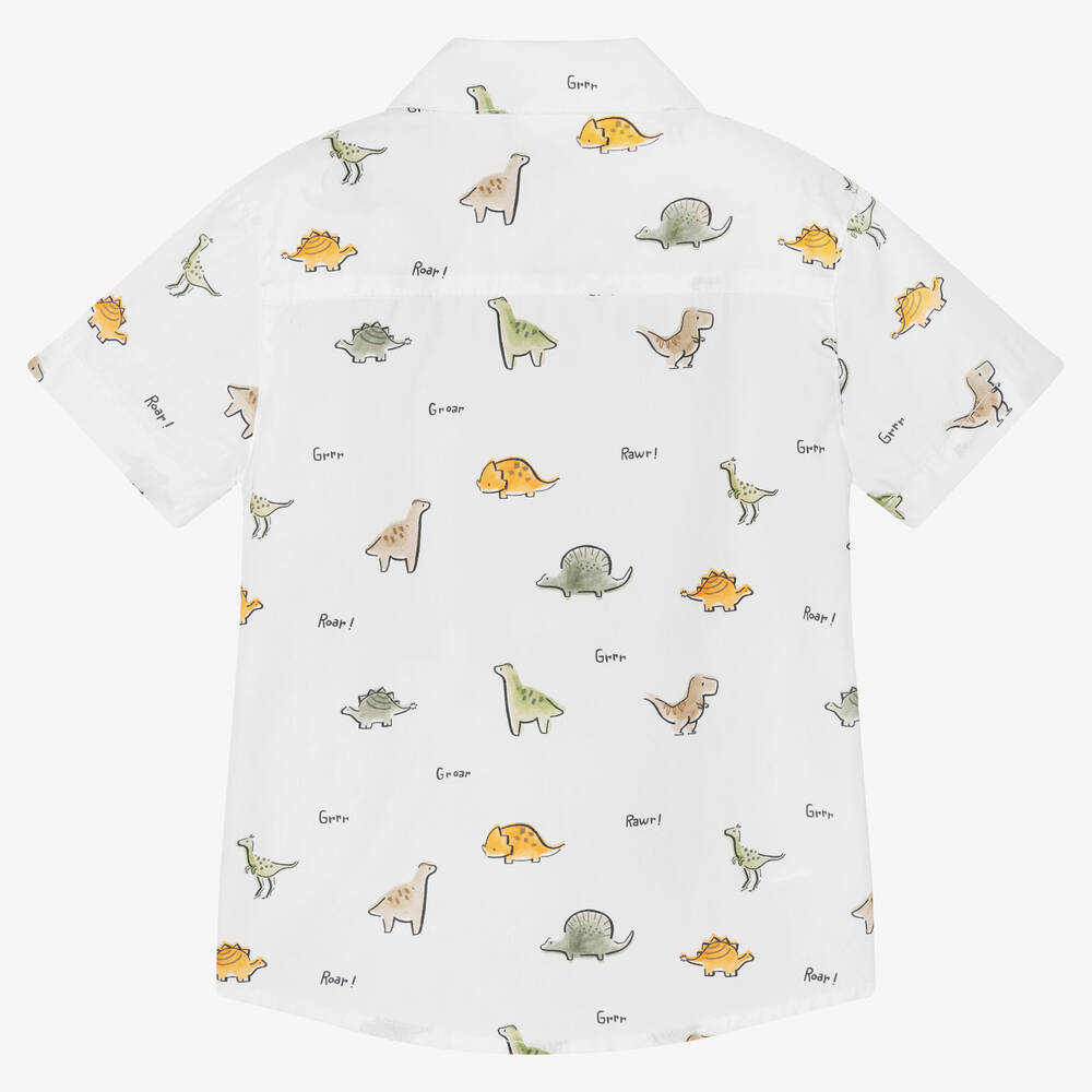 مايورال-قميص أطفال ولادي قطن بوبلين لون أبيض | Childrensalon Outlet