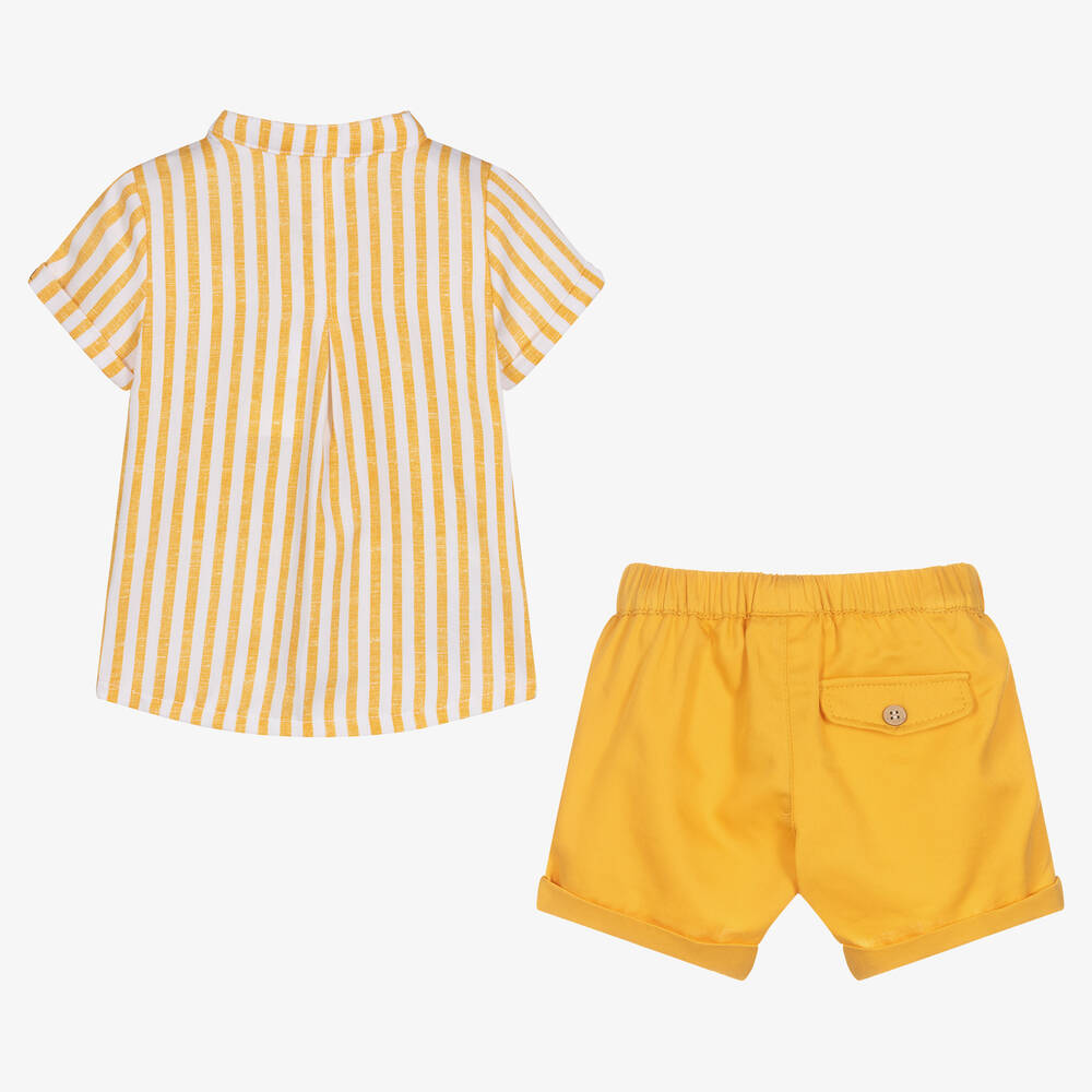 Mayoral-Baby Boys Yellow Cotton Shorts Set | Childrensalon Outlet