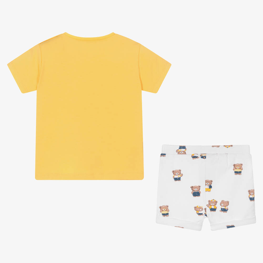 Mayoral-طقم شورت قطن مستدام لون أصفر وأبيض للمواليد | Childrensalon Outlet
