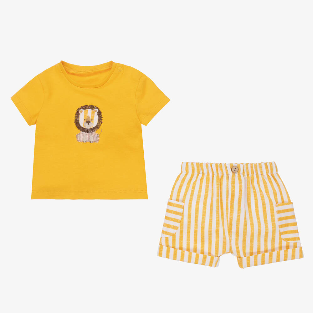 Mayoral-Baby Boys Yellow & White Cotton Shorts Set | Childrensalon Outlet