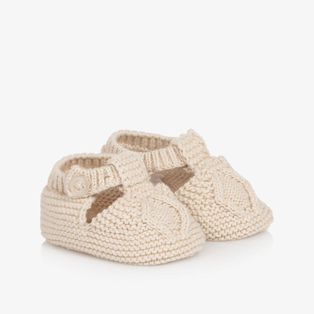 Mayoral Newborn-Baby Girl Beige Knit Booties | Childrensalon Outlet