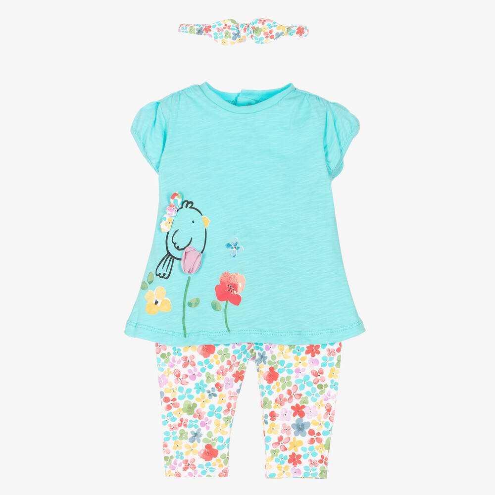 Mayoral-Baby Girls Aqua Blue Leggings Set  | Childrensalon Outlet