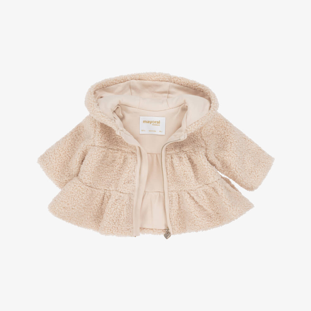 Mayoral Newborn-Baby Girls Beige Bouclé Fleece Pram Coat | Childrensalon Outlet
