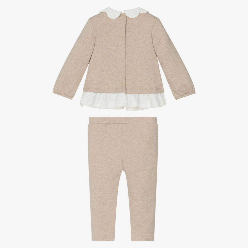 Mayoral Newborn-Baby Girls Beige Cotton Jersey Leggings Set | Childrensalon Outlet