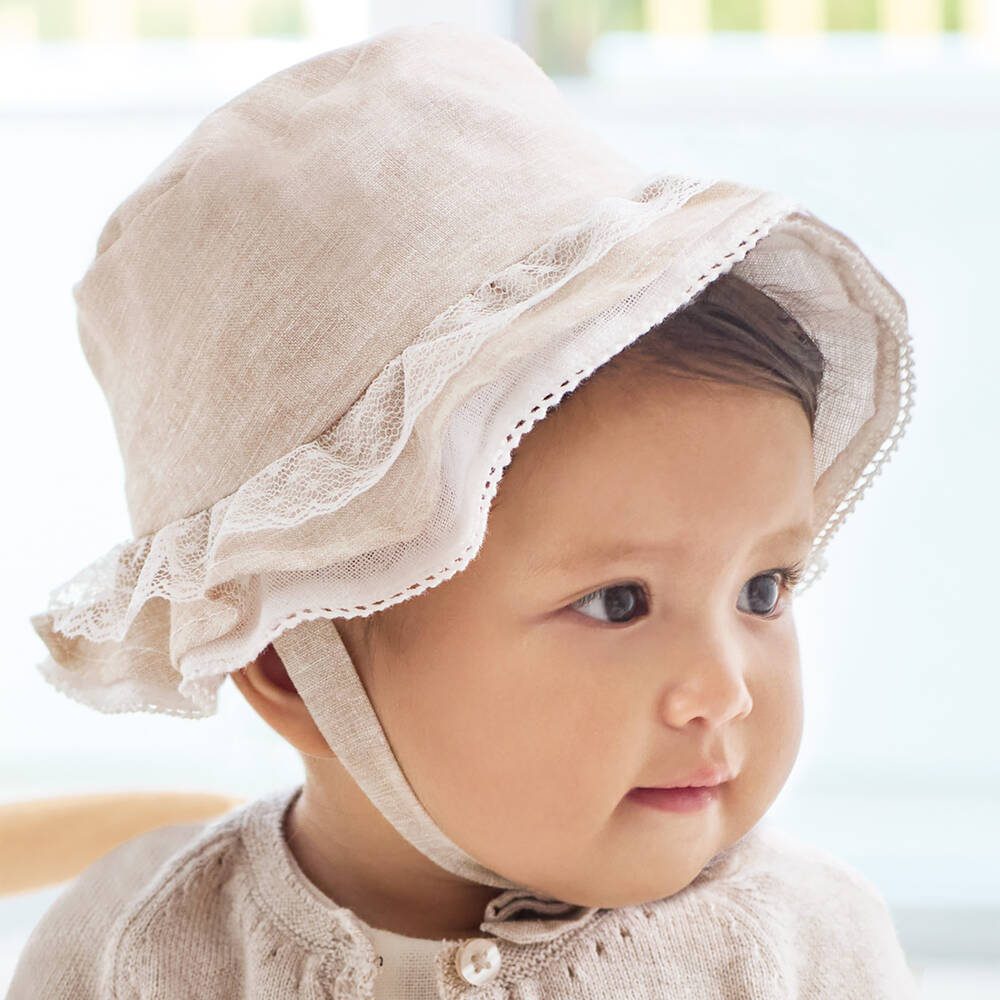 Linen baby sun hat best sale