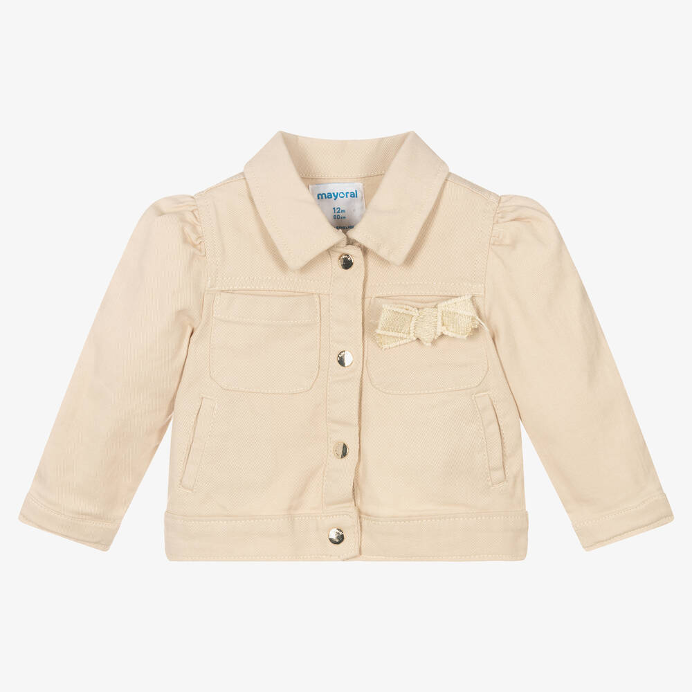 Mayoral - Baby Girls Beige Cotton Twill Jacket  | Childrensalon