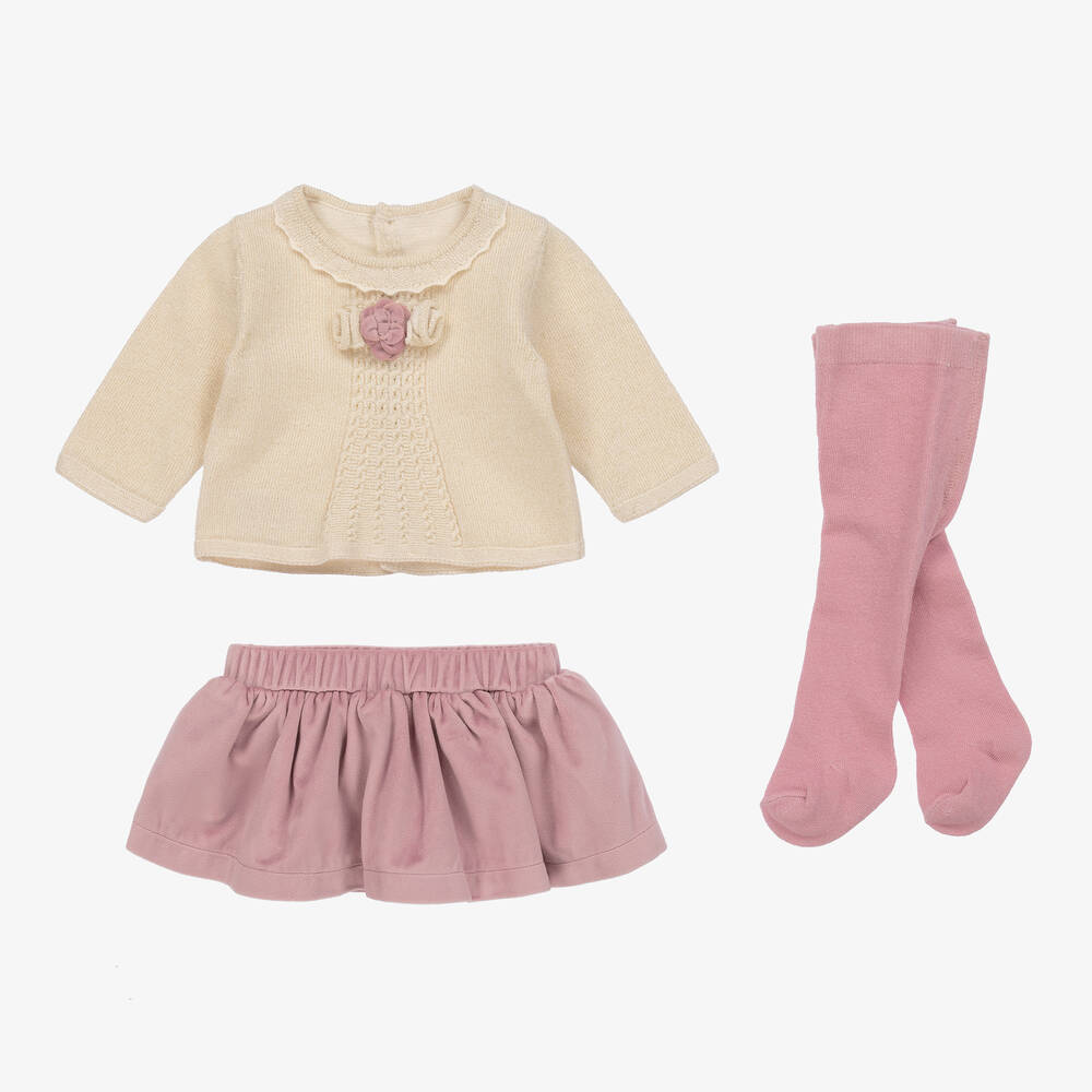 Mayoral-Бежево-фиолетовый комплект с юбкой | Childrensalon Outlet