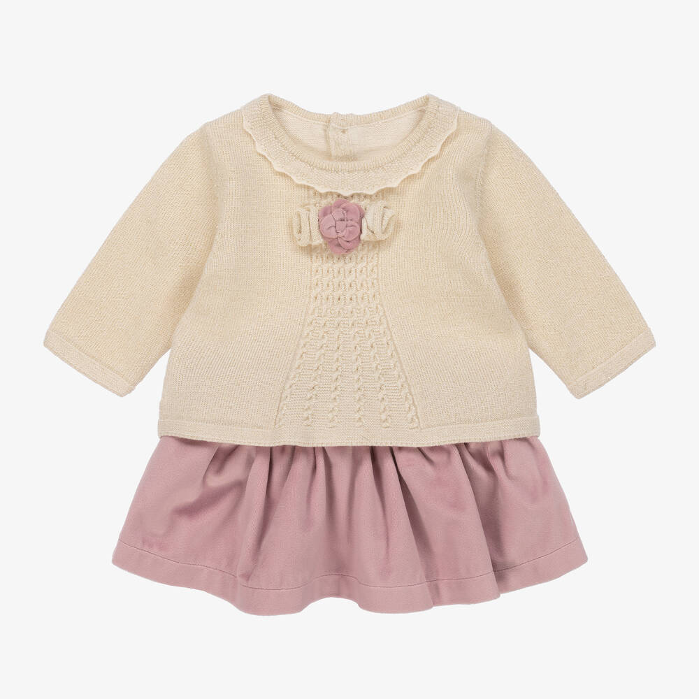 Mayoral-Baby Girls Beige & Purple Skirt Set | Childrensalon Outlet
