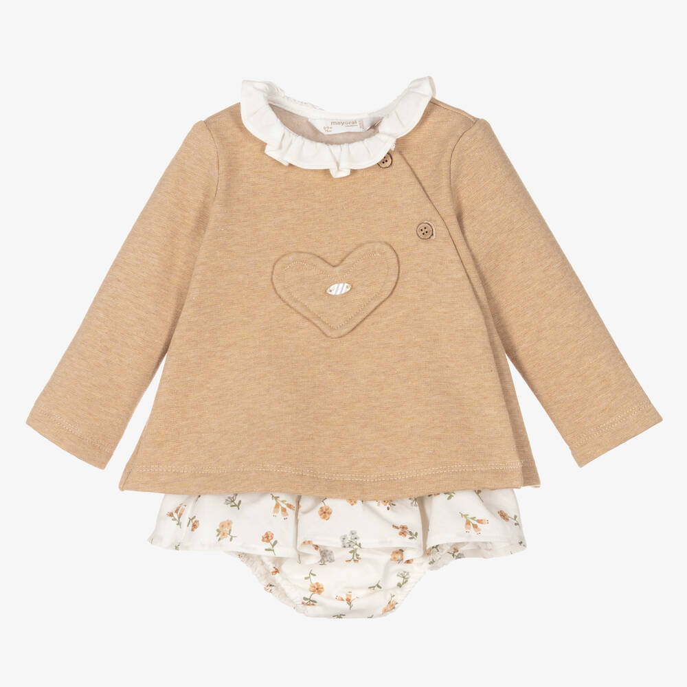 Mayoral Newborn - Baby Girls Beige Shorts Set  | Childrensalon