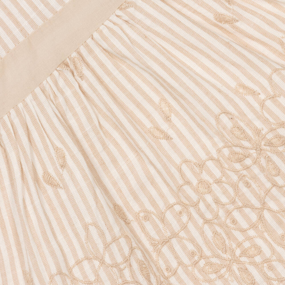 Mayoral-Baby Girls Beige Striped Dress | Childrensalon Outlet