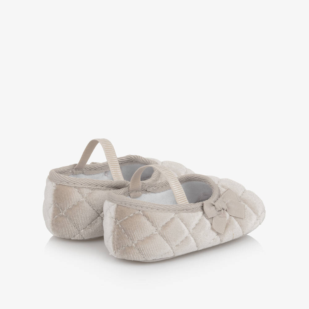 Mayoral Для новорожденных-Baby Girls Beige Velvet Pre-Walker Shoes | Childrensalon Outlet