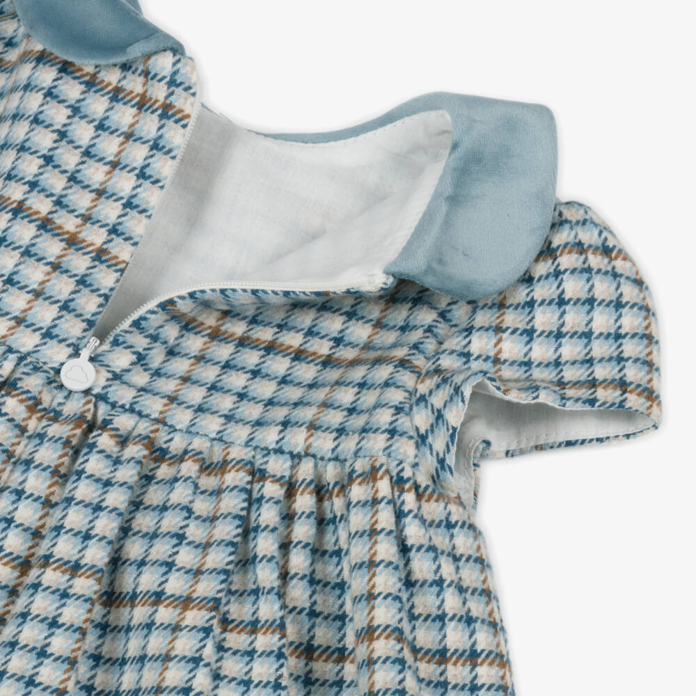 Mayoral Newborn-Baby Girls Blue & Beige Houndstooth Dress | Childrensalon Outlet
