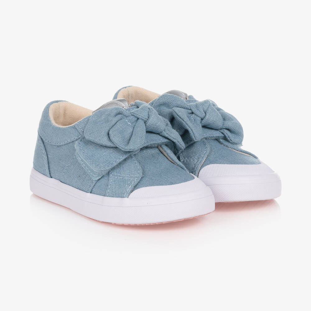 Mayoral - Baby Girls Blue Canvas Bow Trainers  | Childrensalon