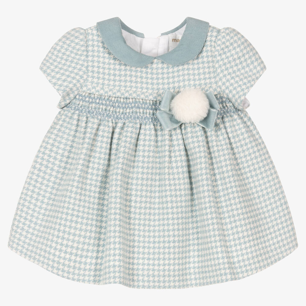 Mayoral - Baby Girls Blue Cotton Dress | Childrensalon