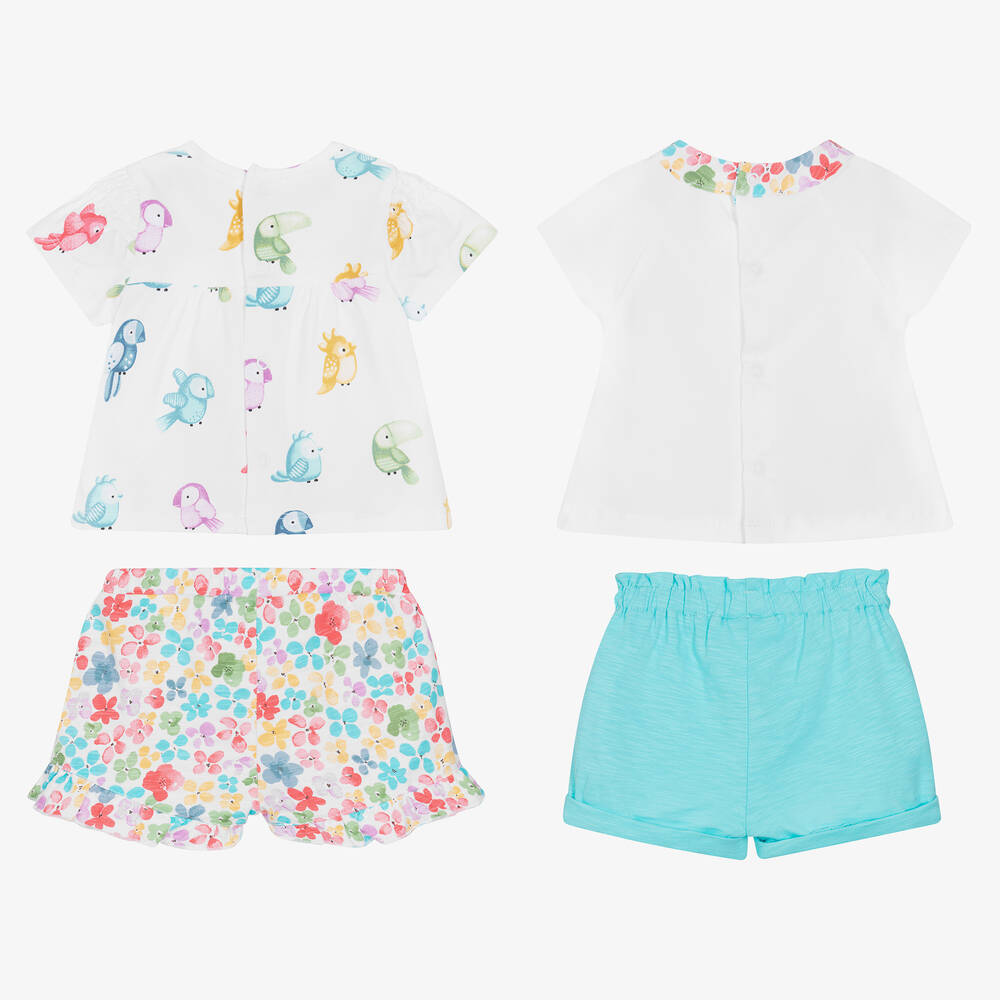 Mayoral-طقم شورت قطن مستدام لون أزرق وأبيض للمولودات (عدد 2) | Childrensalon Outlet