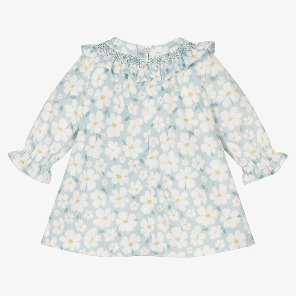 Mayoral-Голубое бархатное платье с цветами | Childrensalon Outlet