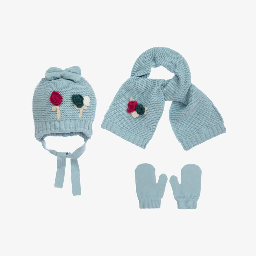 Mayoral-Baby Girls Blue Hat Set  | Childrensalon Outlet