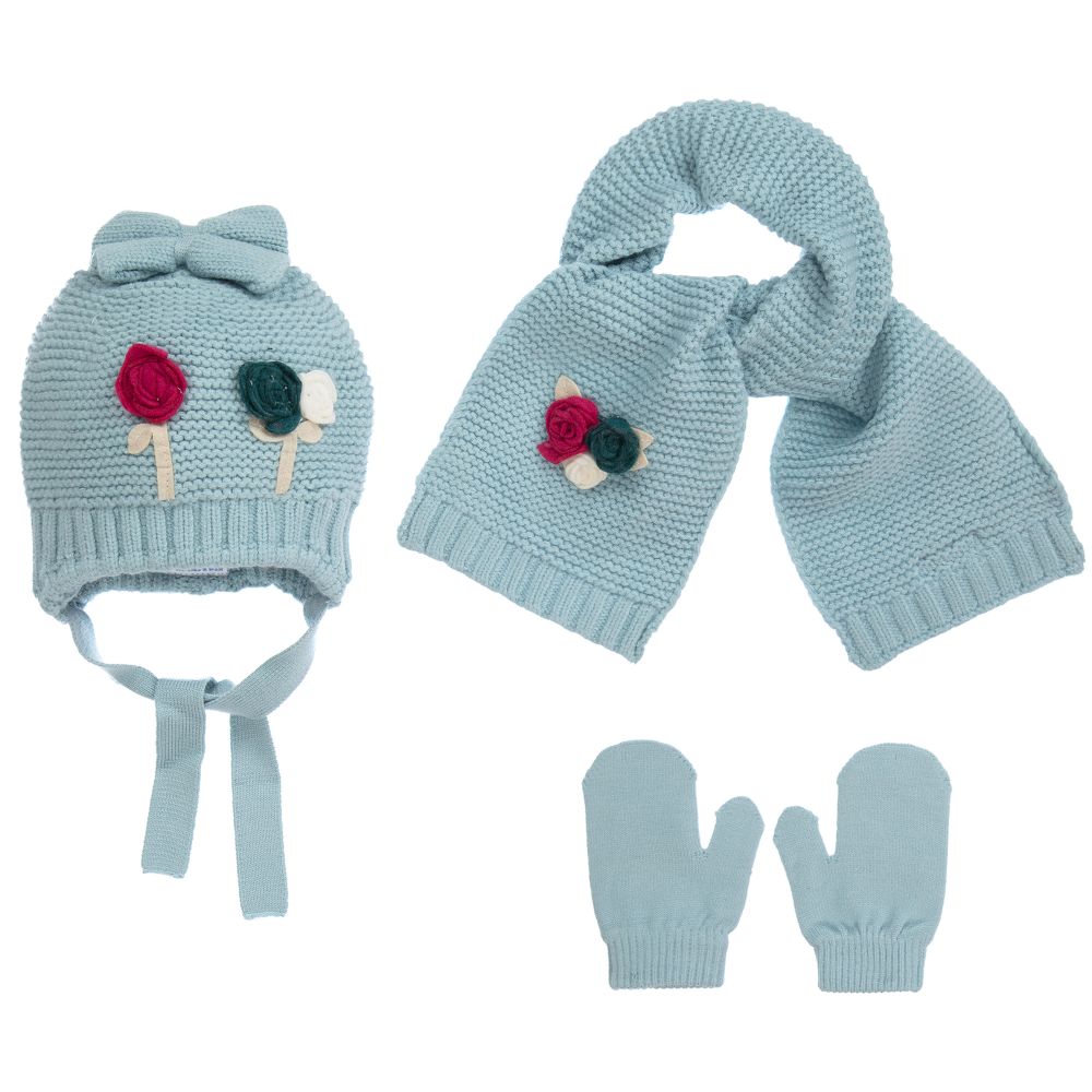 Mayoral-Baby Girls Blue Hat Set  | Childrensalon Outlet