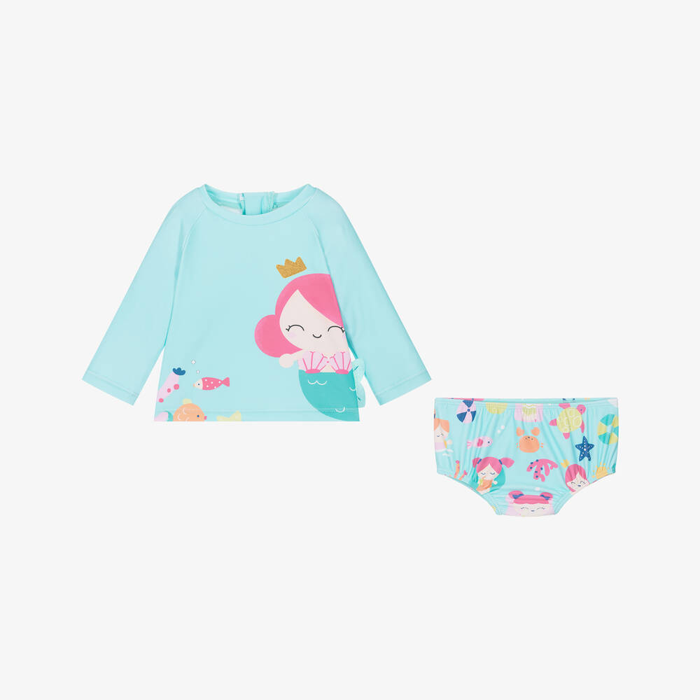 Mayoral Newborn-Baby Girls Blue Mermaid Swim Set (UPF40+) | Childrensalon Outlet
