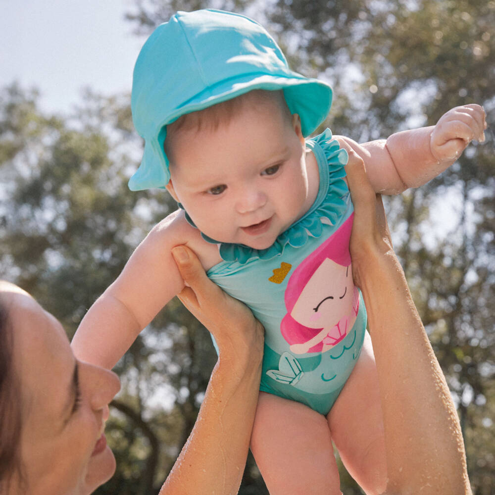 Mayoral Newborn-Baby Girls Blue Mermaid Swimsuit Set (UPF40+) | Childrensalon Outlet